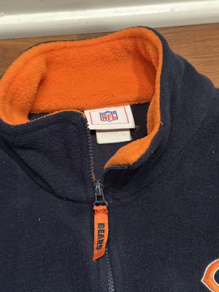 Pullover Chicago Bears Para Hombre XL 1/4 Cremallera Manga Larga Azul y Naranja Bordado Foto 3 de 4