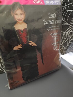 NEW Girl Size Medium 8-10 Gothic Vampire Queen Halloween Costume Dress 