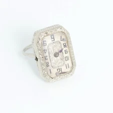 LE COULTRE SOLID GOLD 19.5 CARAT RARE ANTIQUE ART DECO RING WATCH MANUAL WIND