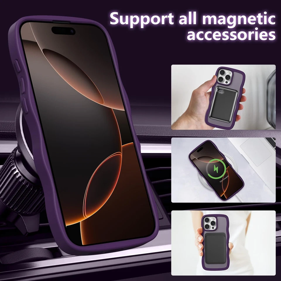 pour iPhone 16e Magnétique Coque Boucles d'oreilles Vague Cadre Silicone Cas ... - Photo 3/4