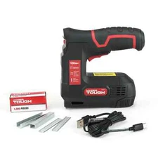 Hyper Tough 4-Volt Rechargeable Staple Gun Includes 500 Staples & 500 T47 Nails