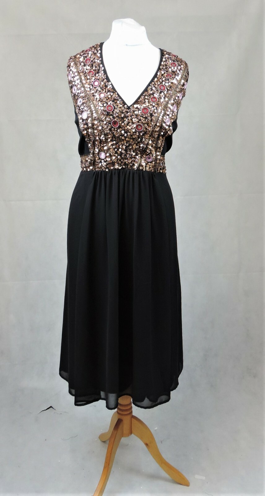 Asos Curve Rose Gold Sequins Sleeveless Midi Dress Size 24 Uk CR018 CC 02 -  Shopping.com