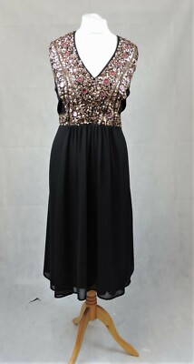 Asos Curve Midikleid Rosegold Pailletten ärmellos Größe 24 UK CR018 CC 02 