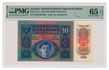 AUSTRIA banknote 10 Kronen 1919 PMG MS 65 EPQ Gem Uncirculated