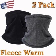 2pcs Winter Neck Warmer Gaiter Cold Weather Fleece Ski Half Face Mask Tube Scarf