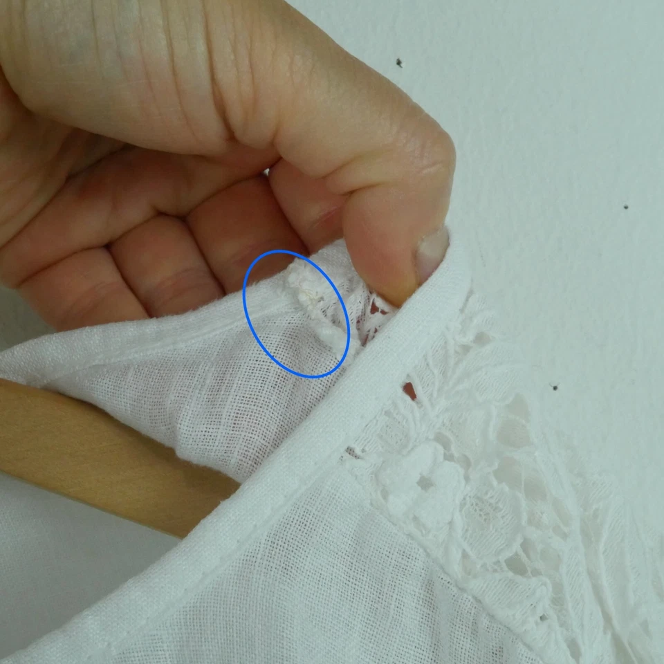 Top Saks Fifth Avenue XL 100 % lino blanco encaje cuadrado boho costero relajado playero Foto 4 de 4