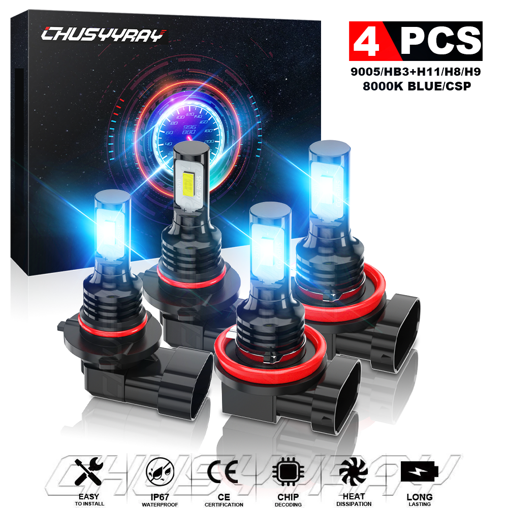 H11 LED Headlight Super Bright Bulbs Kit 8000K Blue 330000LM Low Beam 2Pcs Combo