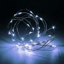 20 White LED Fairy String Light Weatherproof Wire w/ Timer 6ft Battery Operated