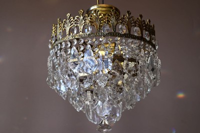 Flush Low Ceiling Vintage Crystal Chandelier Antique Pendant