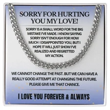 I am Sorry apology forgiveness cuban link Necklace gift for him sorry Message