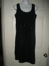 #1119 New York & Co. 6 Black Sequin Embellished Sleeveless Sheath Dress New NWT