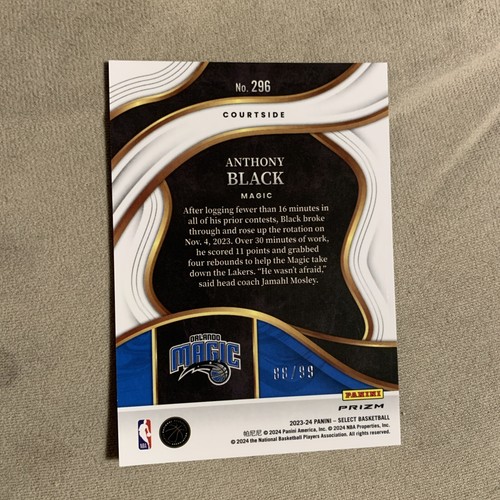2023-24 Panini Select Anthony Black RC COURTSIDE Purple Cracked Ice 88/99 MAGIC - Picture 2 of 2