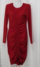 Women's Pencil Bodycon Dress Sexy Casual Long Sleeve Ruched Tight Midi Club Part