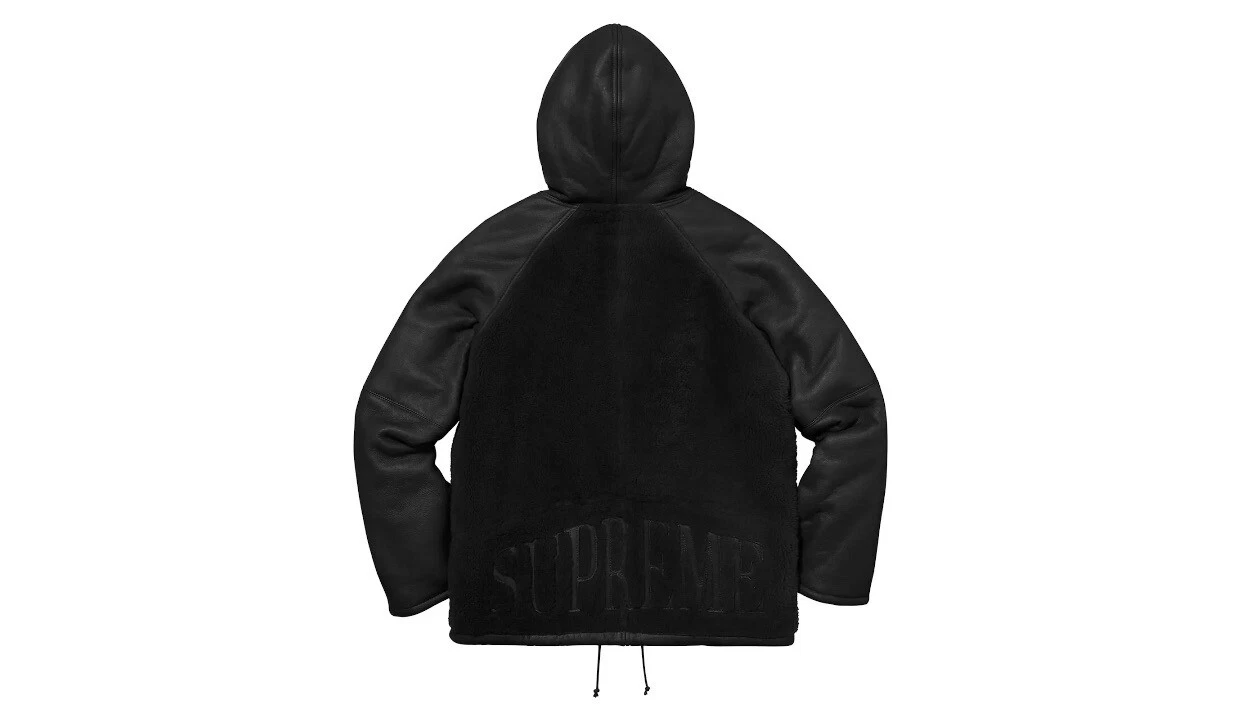 Veste à capuche shearling inversée Supreme noire moyenne FW17 2017 NEUVE AVEC ÉTIQUETTES
