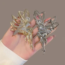 Elf Metal Hair Claw Crab Clip for Women Shiny Barrette Hairpin Crystal Pearl