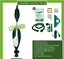 Folletto VK 136 Rigenerato + Tubo Bocchette Spazzola Hd 40 6 Sacchetti Griglia