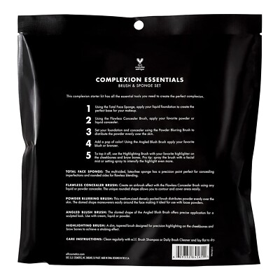 e.l.f. Complexion Essentials Kit Brush & Sponge Set (4 Brushes & Face Sponge)