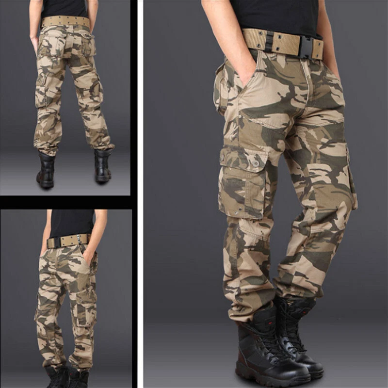 Mens cargo camo trousers sale
