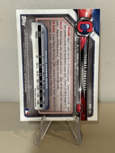 2019 Topps Transcendent Collection VIP Thomas Ponticelli 1/1 Cleveland Indians - Picture 2 of 2