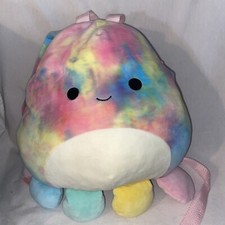 Squishmallows 12" BACKPACK Opal Tie Dye Rainbow Octopus Preowned Great