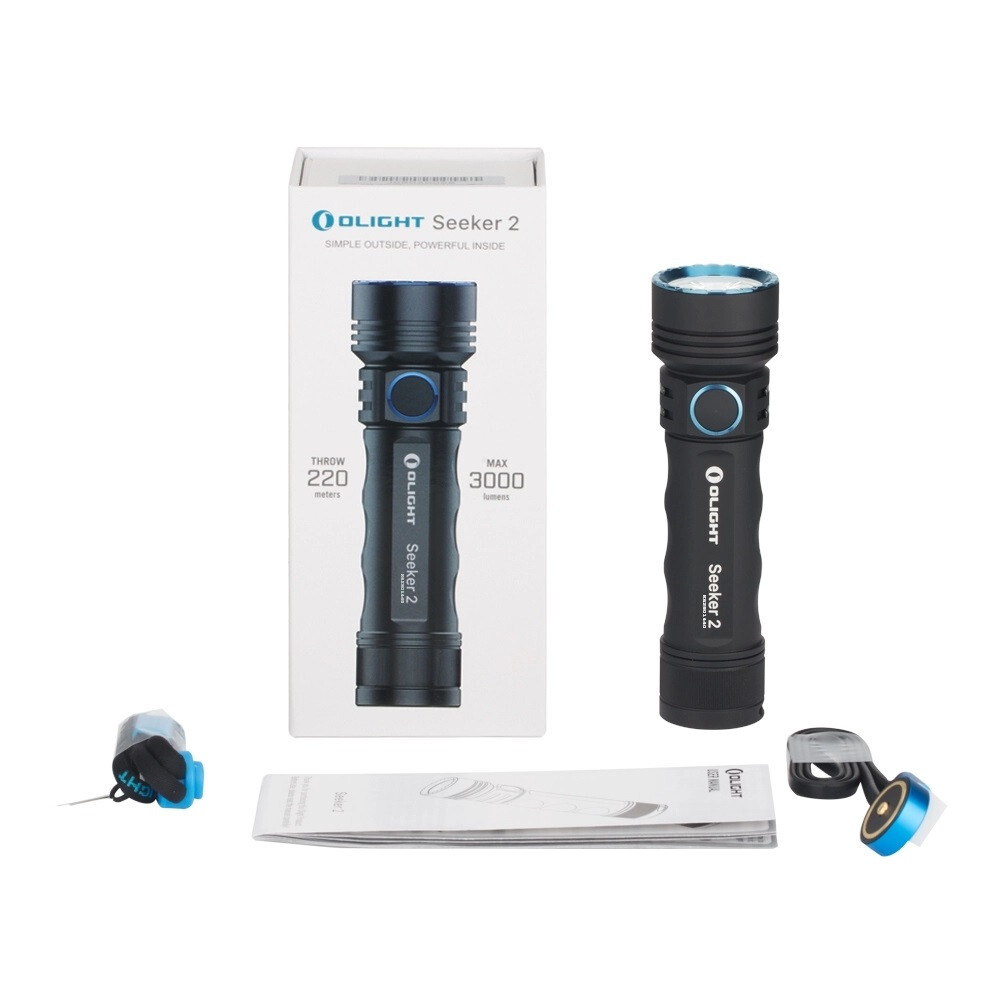 Olight Seeker 2 - Lampe Torche Tactique Rechargeable USB - 3000 Lumens - Noire
