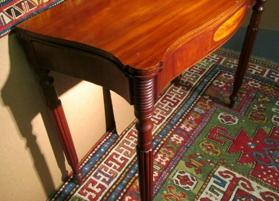 СТАРИННЫЙ АМЕРИКАНСКИЙ ФЕДЕРАЛЬНЫЙ ИНКРУСТИРОВАННЫЙ SHERATON КАРТА TABLE_SEYMOUR SCHOOL_CIRCA 1800 - Изображение 3 из 4