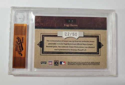 2004 PLAYOFFS PRIME CUTS MATERIALE TIMELINE #7 YOGI BERRA 51M JSY/50 22/50 - Foto 4 di 4