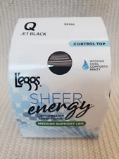 Leggs sheer energy pantyhose size Q jet Black 