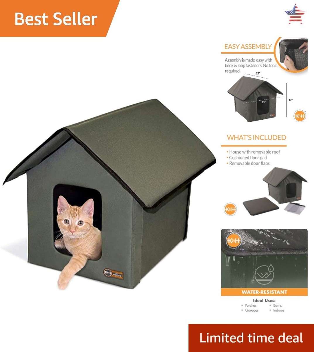 Cozy Outdoor Cat House - Insulated Shelter for Winter - 19x22x17