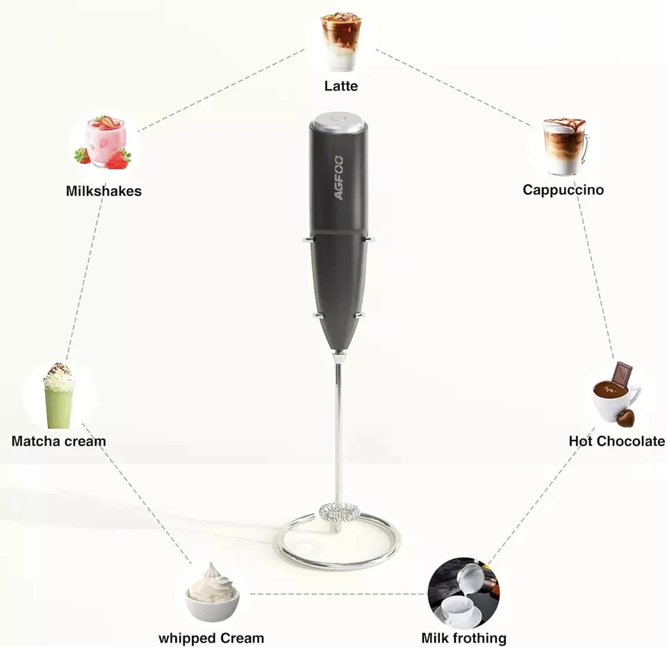 Milk Frother Handheld for Coffee with Stand-Hand Frother Wand, Electric Whisk-US