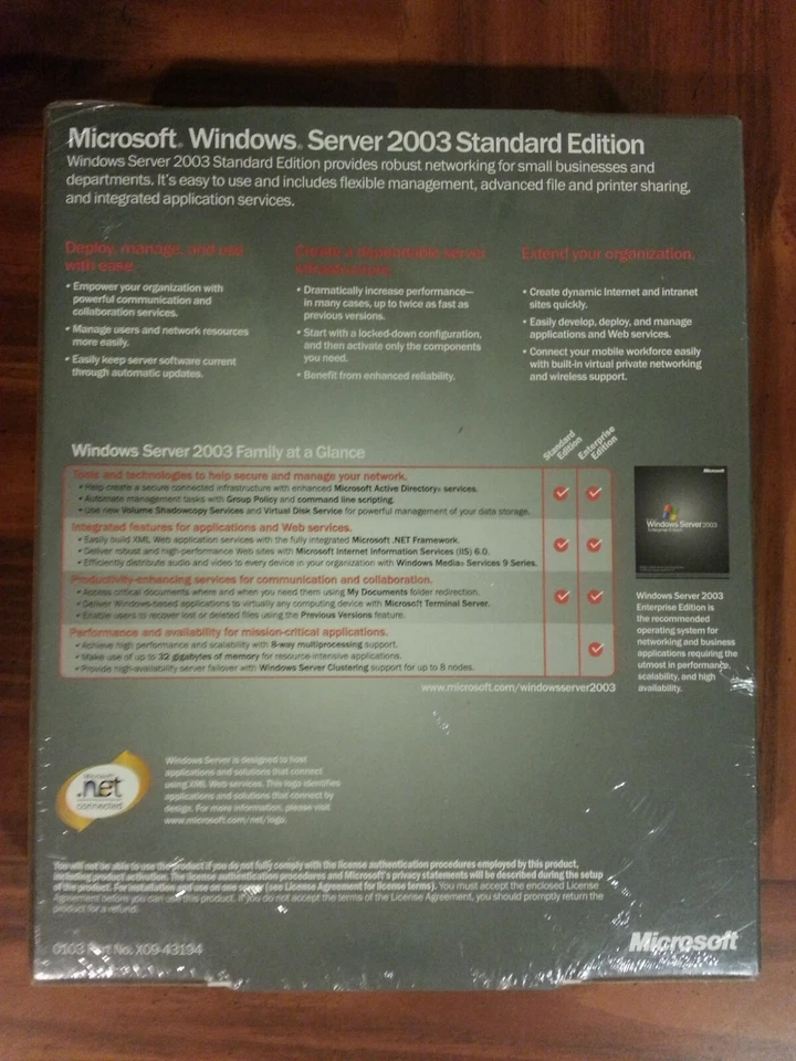 NEW Microsoft Windows Server 2003 Standard w' SP1 5 CAL P73-01071 SEALED BOX - Image 2 of 3