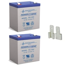 Power-Sonic PS1250 F2 12V 5Ah Battery W/ F1 Adapter Rechargeable SLA - 2 Pack