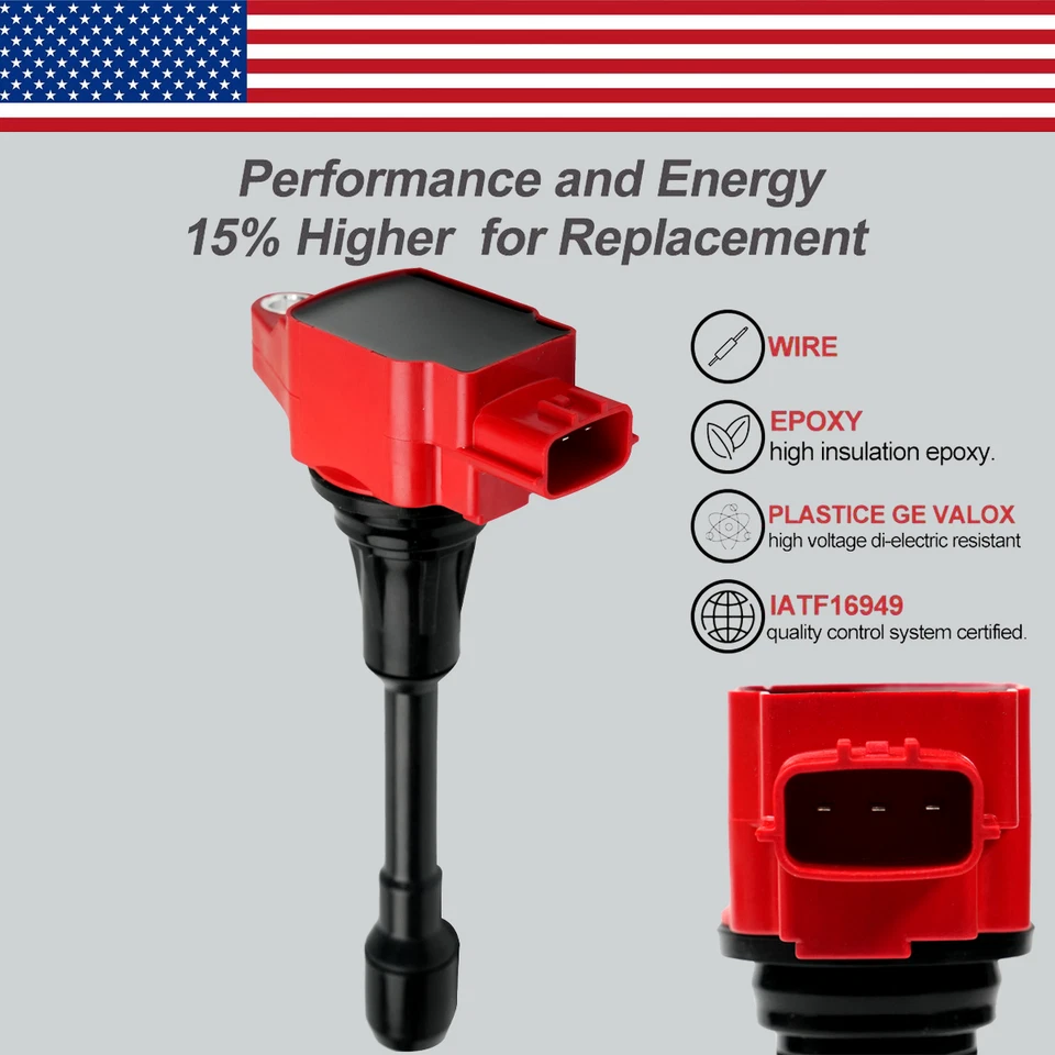 Bobina de encendido de alto rendimiento marca 4X OEM para Nissan Sentra Versa Tiida UF549 Foto 3 de 4