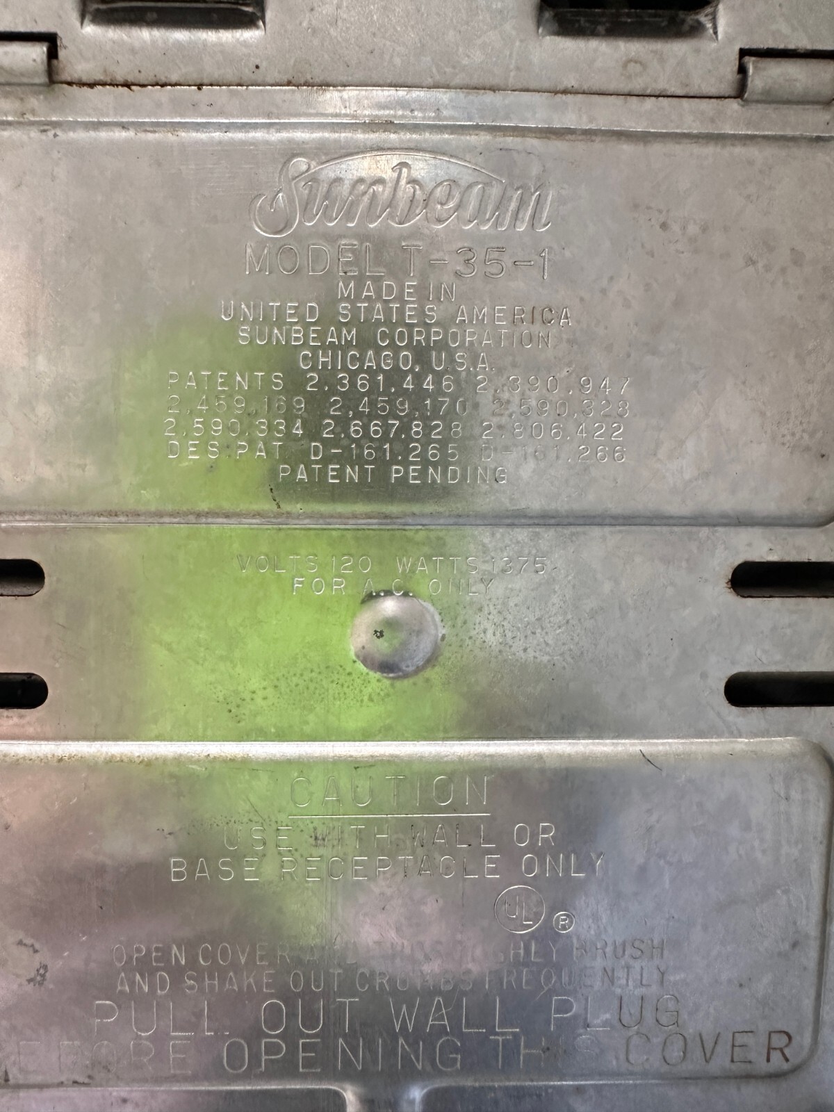 Sunbeam Toaster Vintage T351 Mid Century Made in USA Chrome Excellent