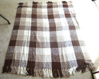 Broyhill Knitted Throw Blanket Brown and White Soft Fringed Thick 51”x70”