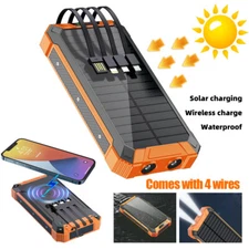 2025 Super 36000mAh Solar Power Bank 4 USB Portable Fast Charger for Cell Phone