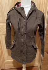 Kavu Hooded Brown Cargo Jacket Women's Size Xsmall Plaid Inside ~ Euc