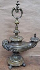 Antica grande lampada a gas, bronzo, XIX secolo