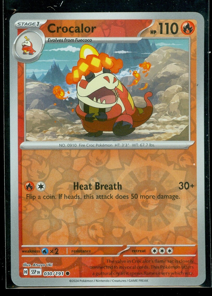Pokemon CROCALOR 030/191 - Surging Sparks - Rev Holo - - MINT
