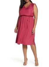 VINCE CAMUTO Tie Shoulder Dress In Wild Hibiscus Size 3X Retail Price $168 NWT
