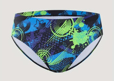 Retro 1980s Colorful Print Men's Swim Briefs. Size Medium 32"-34"