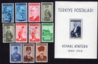 Turkey 1939-40 block+stamps Mi#bl.1+1063-70  START10%ONLY used/MH CV=131$