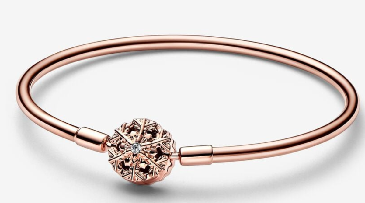PANDORA ROSEスノーフレークチャーム ブレスレット BN PANDORA Rose Gold plated Sparkling Snowflake Bangle Charm