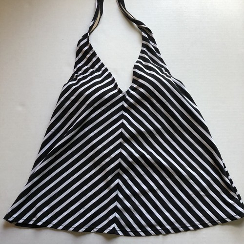 Motherhood Maternity Black White Stripe Halter Tie Swim Tankini Top Sz M A1556 - 第 1/3 張圖片