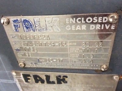 FALK ULTRAMAX GEAR DRIVE MODEL 1080FC2a Ratio 25.63 Hp 71.1