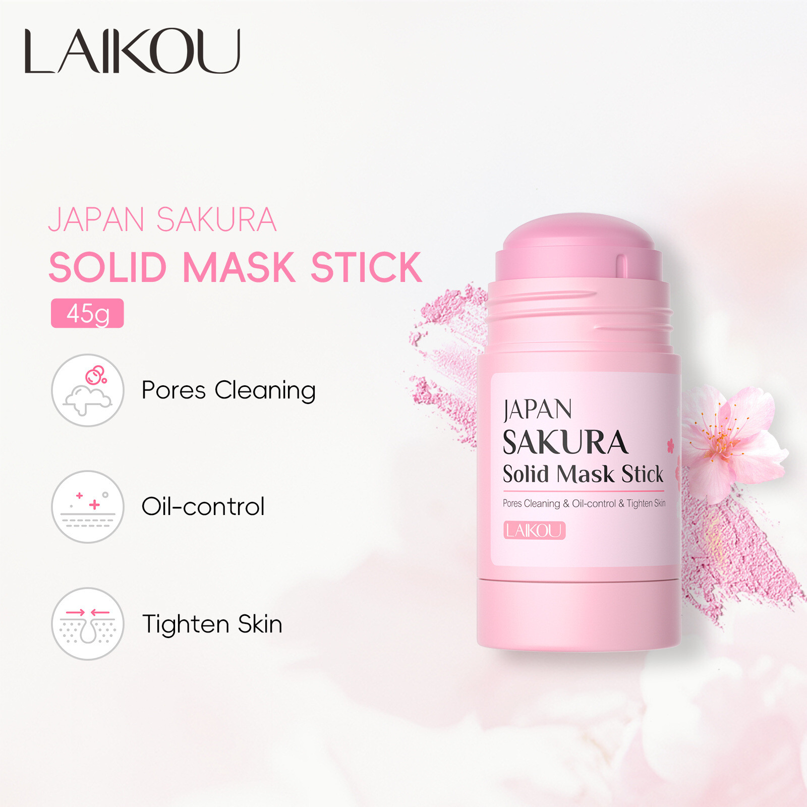Cherry Blossom Solid Mud Mask Stick 45g Deep Cleansing Facial Treatment