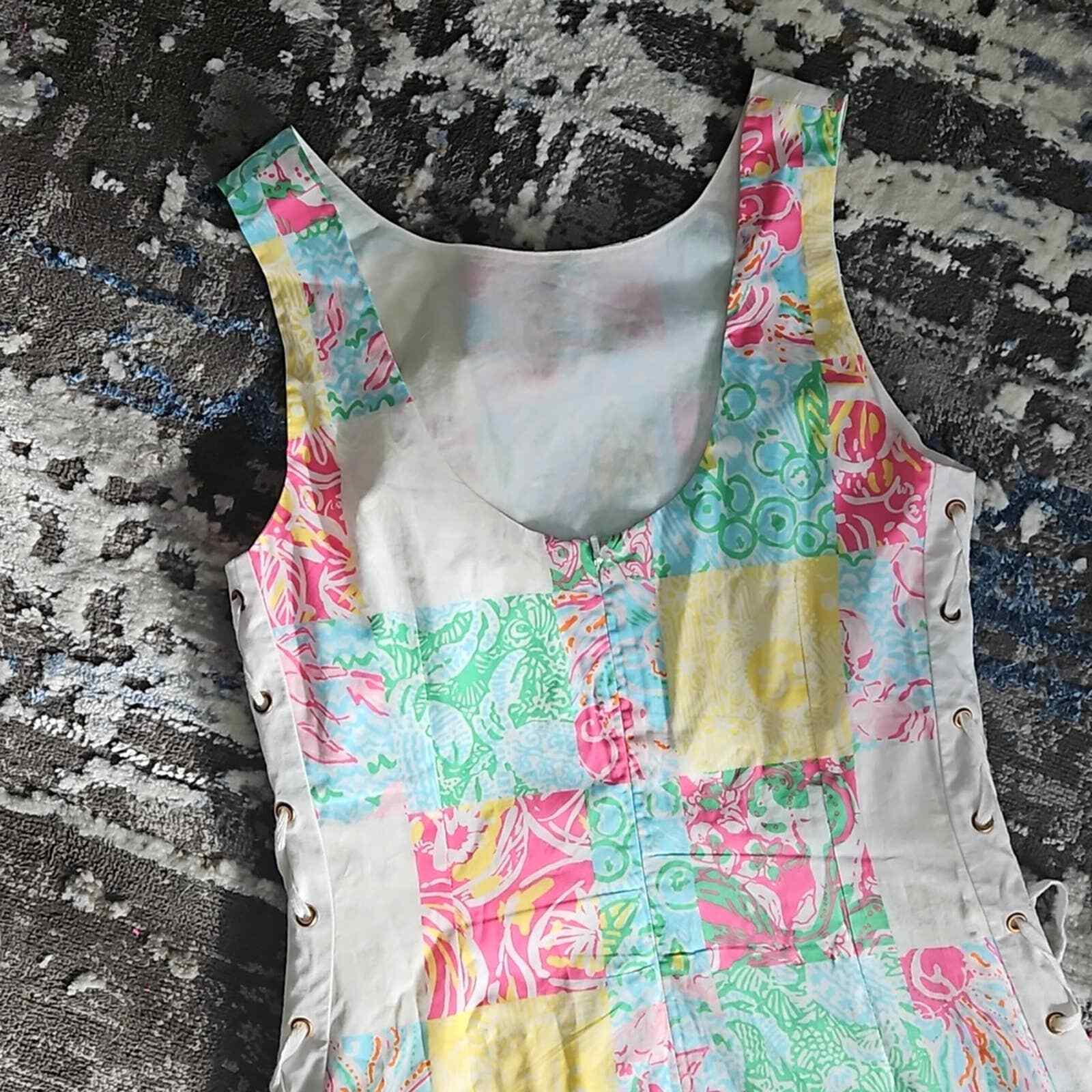 Lilly Pulitzer multi patchwork lace up "Delia" mi… - image 8