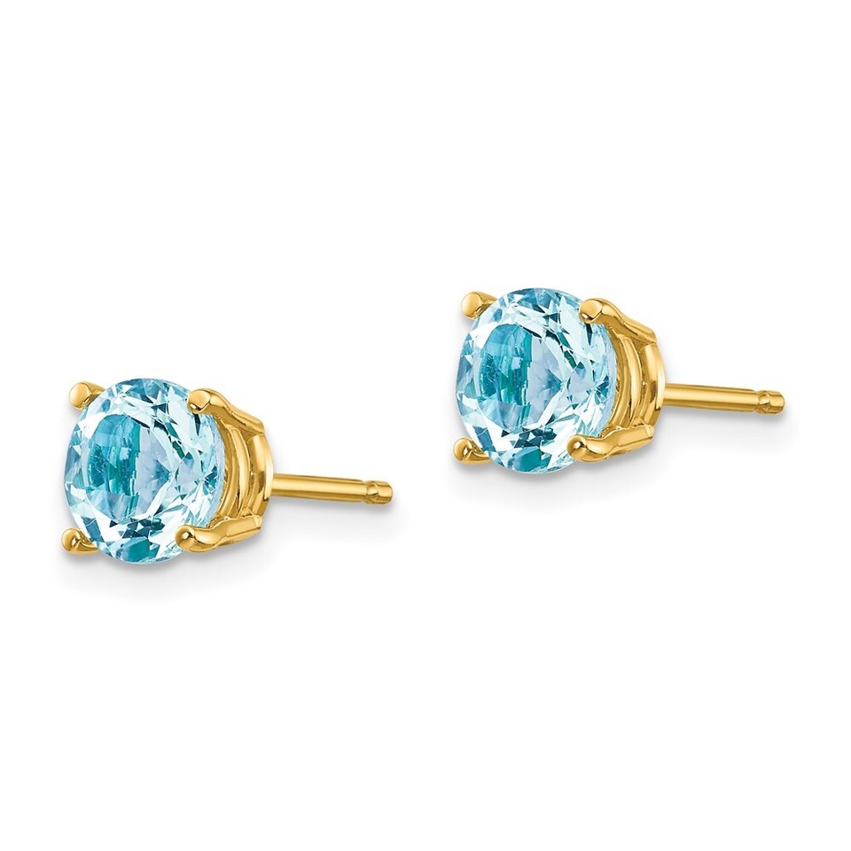 14k solid yellow gold aquamarine stud earrings eBay
