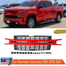 Red Hot Front Upper Grille For 2019-2021 Chevrolet Silverado 1500 Bumper Grill