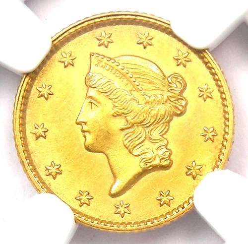 1853 Liberty Gold Dollar G$1 Coin - Certified NGC Uncirculated Details (UNC MS)